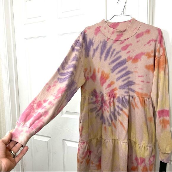Wild Fable Tie Dye Dress Sweatshirt Mock Neck Long sleeve Pink Purple Small NWT - Picture 9 of 14